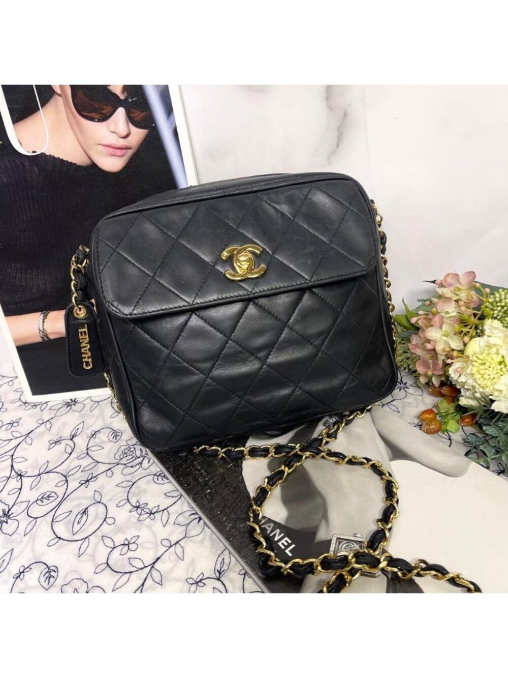 Chanel Camera Bag Quilted Turnlock Chain